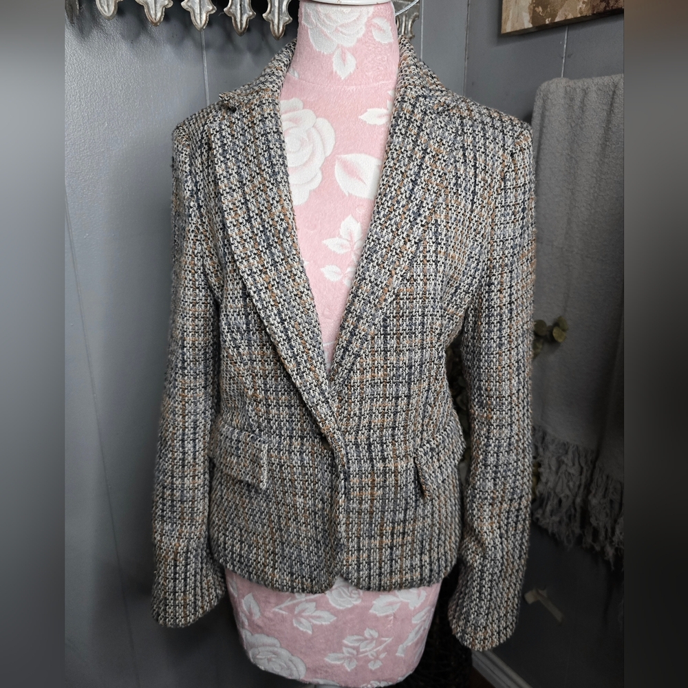 Ann Taylor Women's Tweed Blazer - Black, Gray, Brown